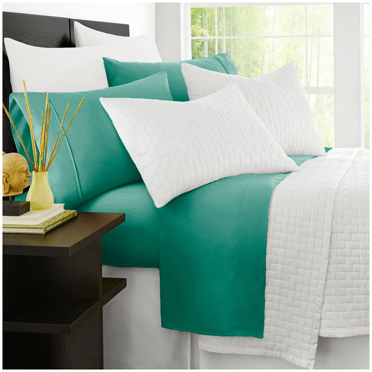 Ramesses 2000 Thread Count Bamboo Single Sheet Set Teal - Auzzistore