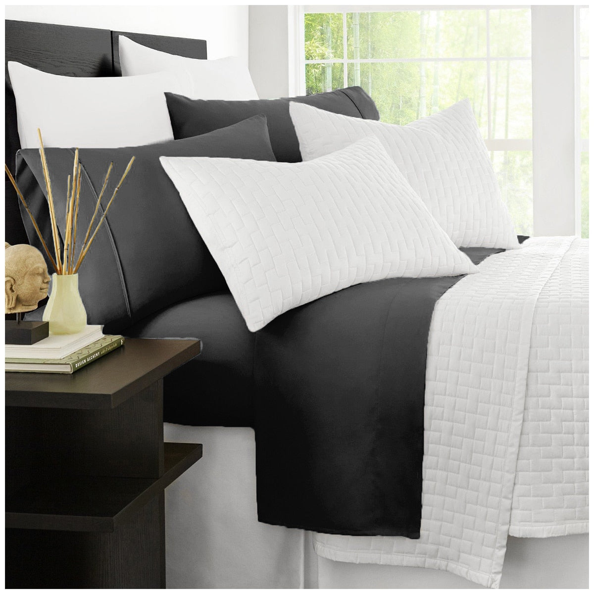 Ramesses 2000 Thread Count Bamboo Double Sheet Set Charcoal