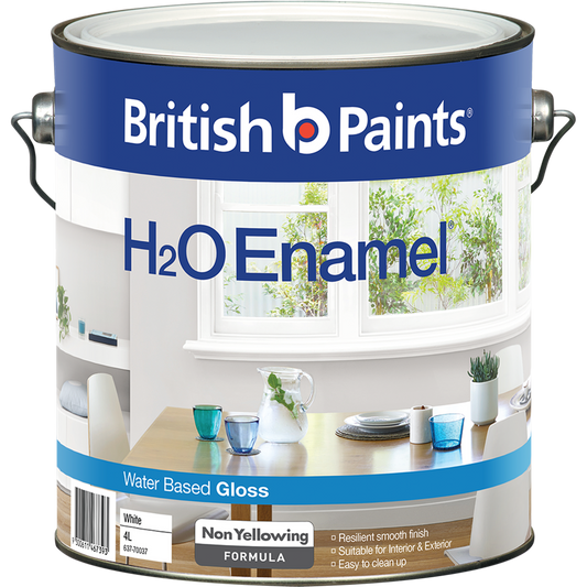 British Paints H2O Enamel Gloss - 4L - Water-Based - Fast Drying - Auzzistore