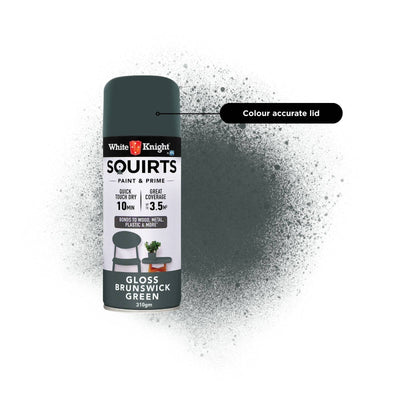 White Knight Squirts Brunswick Green Gloss Spray Paint 310g Durable Finish