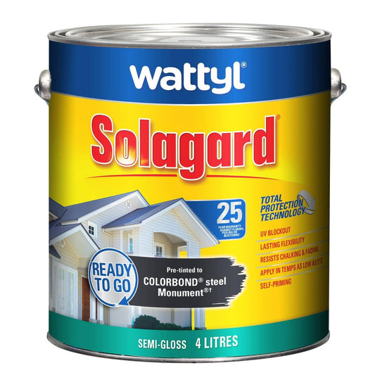 Wattyl 4L Solagard Exterior Paint - Pre Tinted Monument - Semi Gloss - 4L - Auzzistore