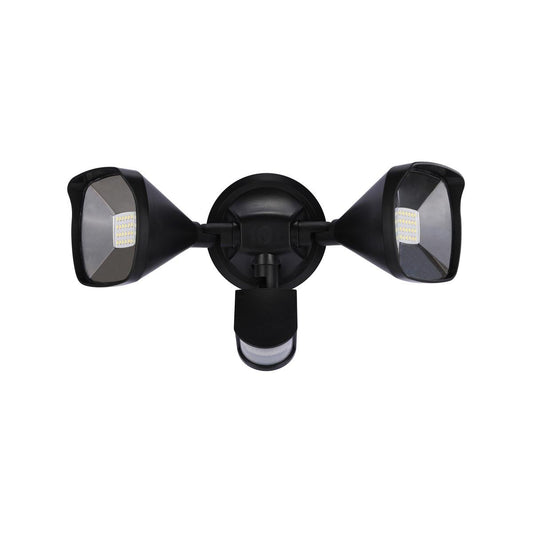 Solar Magic 2000lm Twin Head Solar Security Light - Black - Motion Activated - Outdoor Use