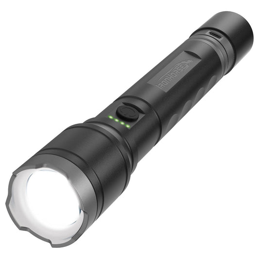Ironhorse 2200lm Premium Hybrid Dual Power Torch Flashlight - 300mm - Black/Gun Metal - Rechargeable - Adjustable Focus - Water Resistant – view 2