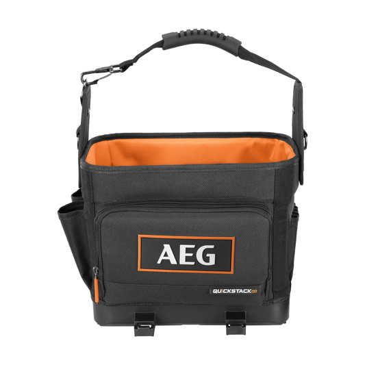 AEG Quickstack 2.0 Half Size Open Tote Tool Bag - 250mm x 350mm x 300mm - Durable, Waterproof, Organised Storage - Auzzistore