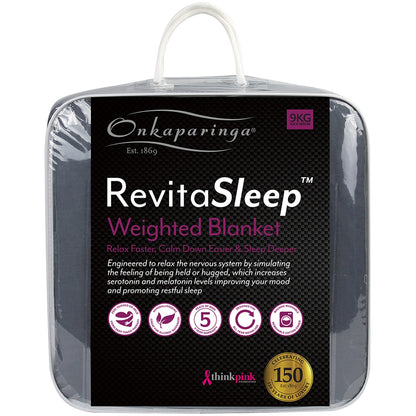 Onkaparinga 9kg Weighted Blanket Charcoal, Hypoallergenic, 1220 x 1830 mm
