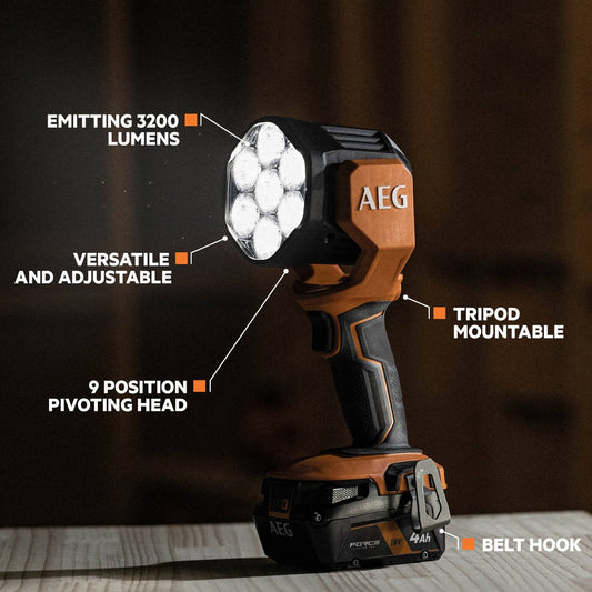 AEG 18V Spotlight Skin Only - 30m Beam - 3200 Lumens - Portable Lighting – view 2