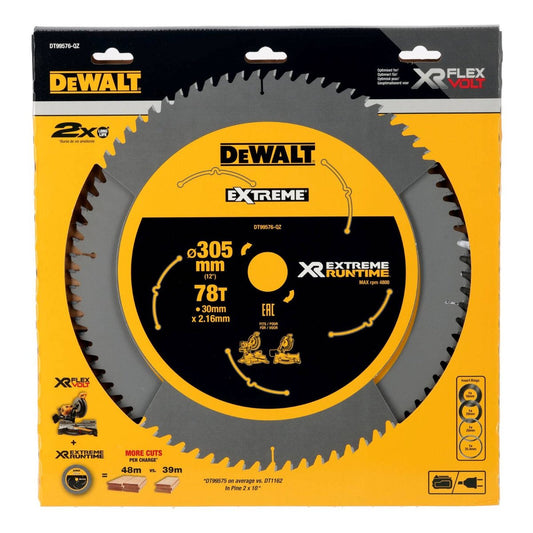 Dewalt XR Circular Saw Blade 305mm 78T - C3 Carbide - Efficient Cutting – view 2 - Auzzistore
