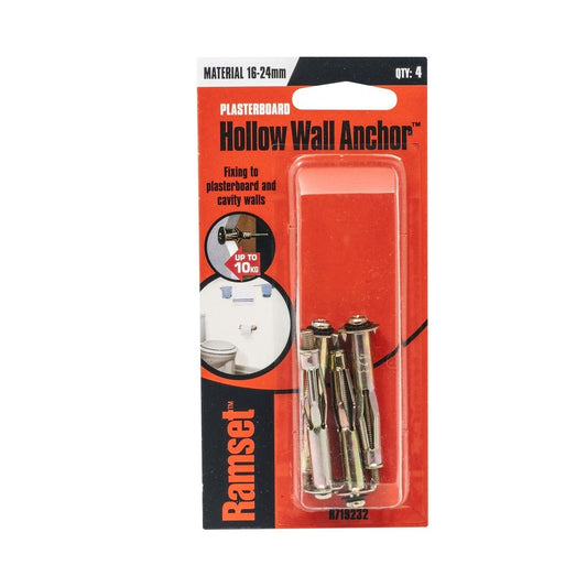 Ramset Hollow Wall Anchor - 24mm Gold Zinc Plated Steel - Light Duty - Auzzistore