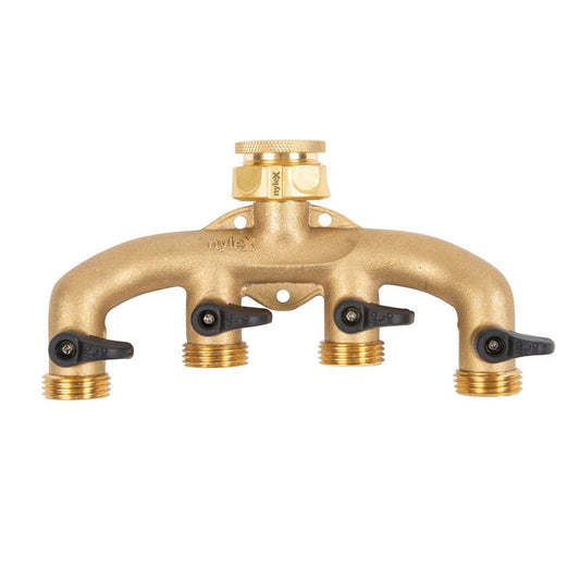 Nylex Brass 4 Way Tap Adaptor - 12mm - Solid Brass - UV Protected - Auzzistore