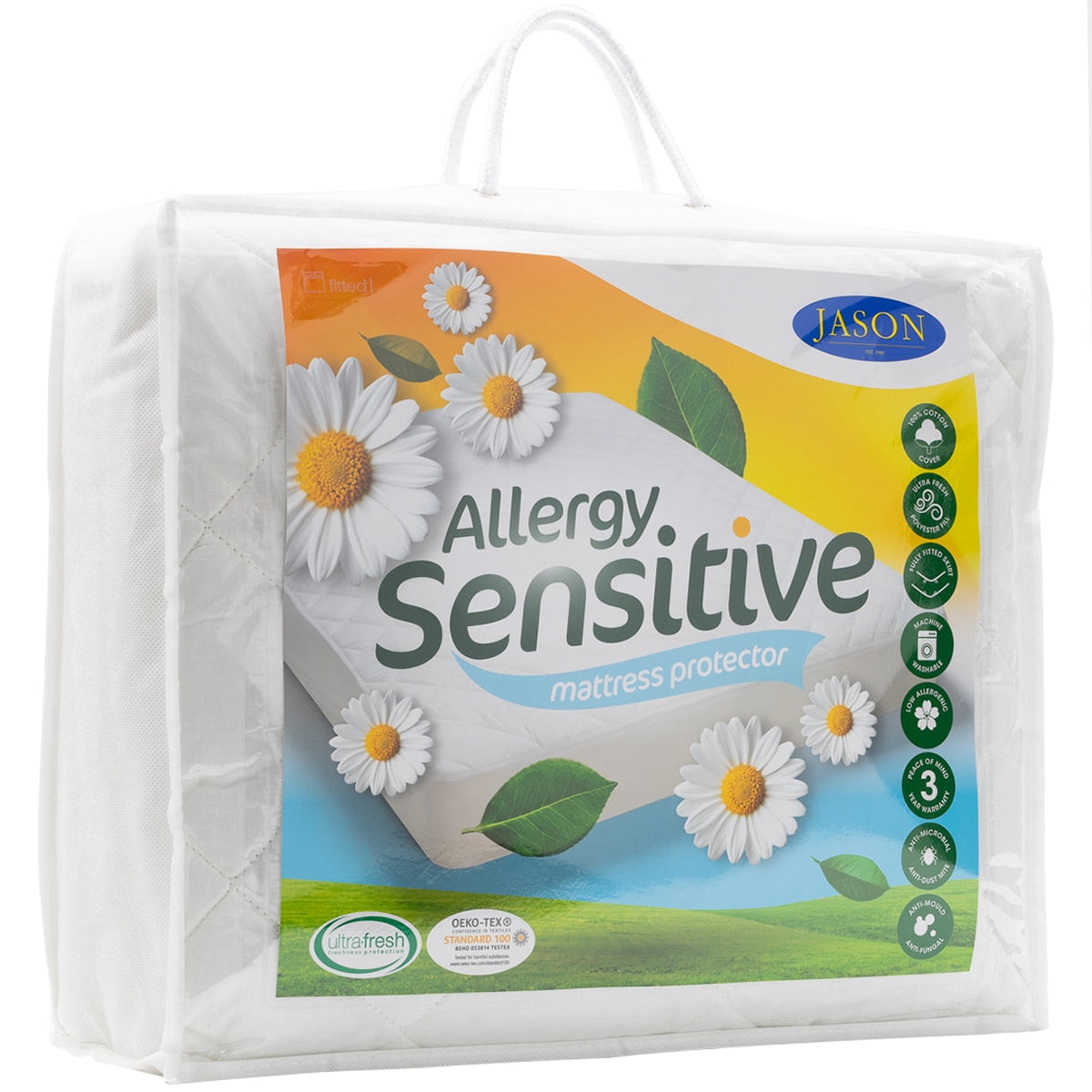 Jason Allergy-Sensitive Single Mattress Protector, Anti-Microbial, Machine Washable