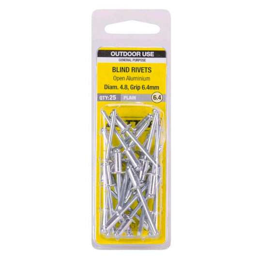 Otter Open Aluminium Blind Rivets 4mm x 6mm 25 Pack Lightweight Durable - Auzzistore