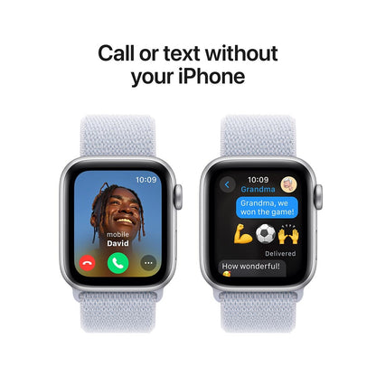 Apple Watch SE GPS 44mm Silver Aluminium Case With Blue Cloud Sport Loop