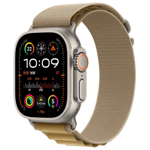 Apple Watch Ultra 2 GPS + Cellular 49mm Natural Titanium Case With Tan Alpine Loop Small - Auzzistore