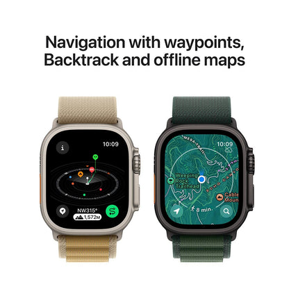 Apple Watch Ultra 2 GPS + Cellular 49mm Black Titanium Case With Dark Green Alpine Loop Small