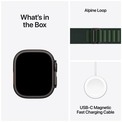 Apple Watch Ultra 2 GPS + Cellular 49mm Black Titanium Case With Dark Green Alpine Loop Small
