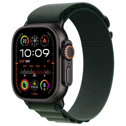 Apple Watch Ultra 2 GPS + Cellular 49mm Black Titanium Case With Dark Green Alpine Loop Large - Auzzistore