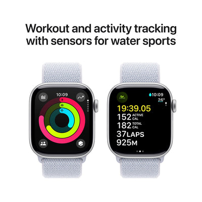 Apple Watch Series 10 GPS 46mm Silver Aluminium Case with Blue Cloud Sport Loop