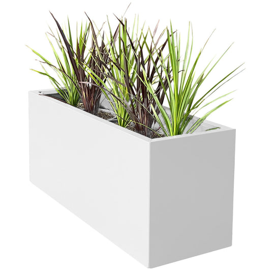 Greenlife Rectangular Metal Designer Planter Box 900 x 340 x 400mm Vibrant White