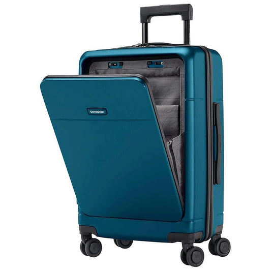 Samsonite Carry On Blue with USB Port, TSA Lock, Dual Spinner Wheels, Recyclex