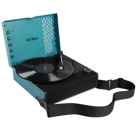 Victrola Revolution Go Turntable Blue - Portable Bluetooth, 3 Speed, 12 Hour Playtime