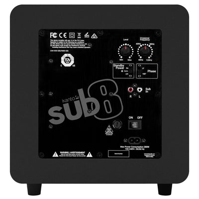 Kanto SUB8 300W 8in Sealed Powered Subwoofer KO-SUB8VMB-I Matte Black
