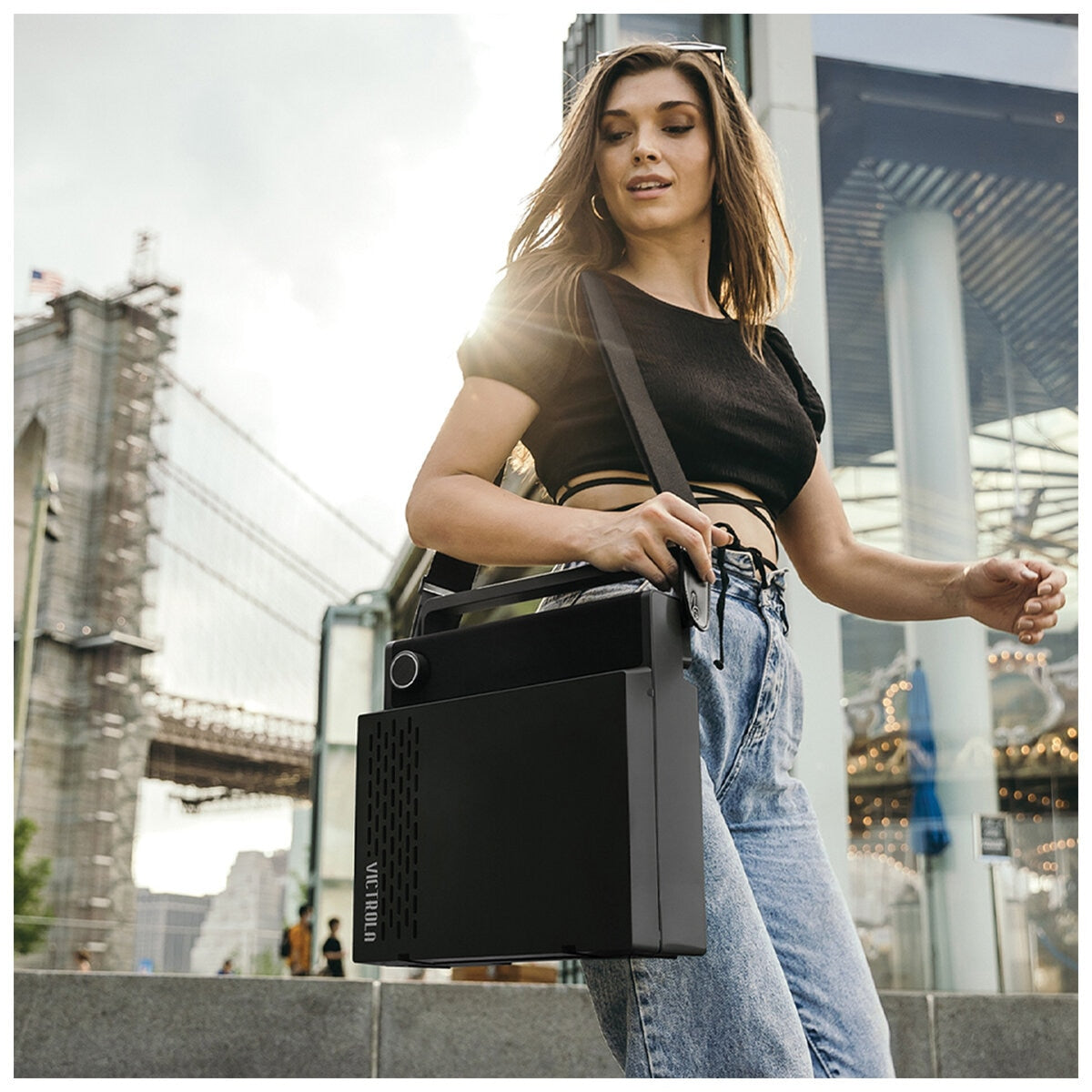 Victrola Revolution Go Turntable Black - Portable, Bluetooth, 12 Hour Playback, 3 Speed