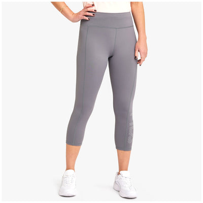Fila Women's Tory Grey 3/4 Tights with Wide Waistband, Polyester & Elastane Large