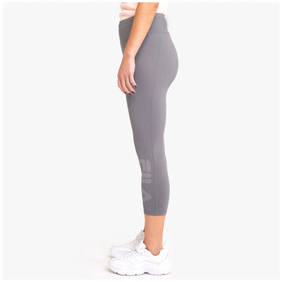 Fila Women's Tory Grey 3/4 Tights with Wide Waistband, Polyester & Elastane Large