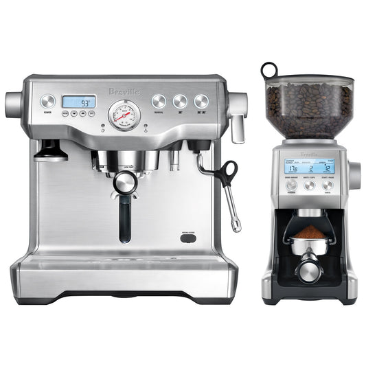 Breville Dynamic Duo BEP920BSS Espresso Machine with Dual Boiler Heating System, Smart Grinder Pro, LCD Screen, and Manual Milk Texturing
