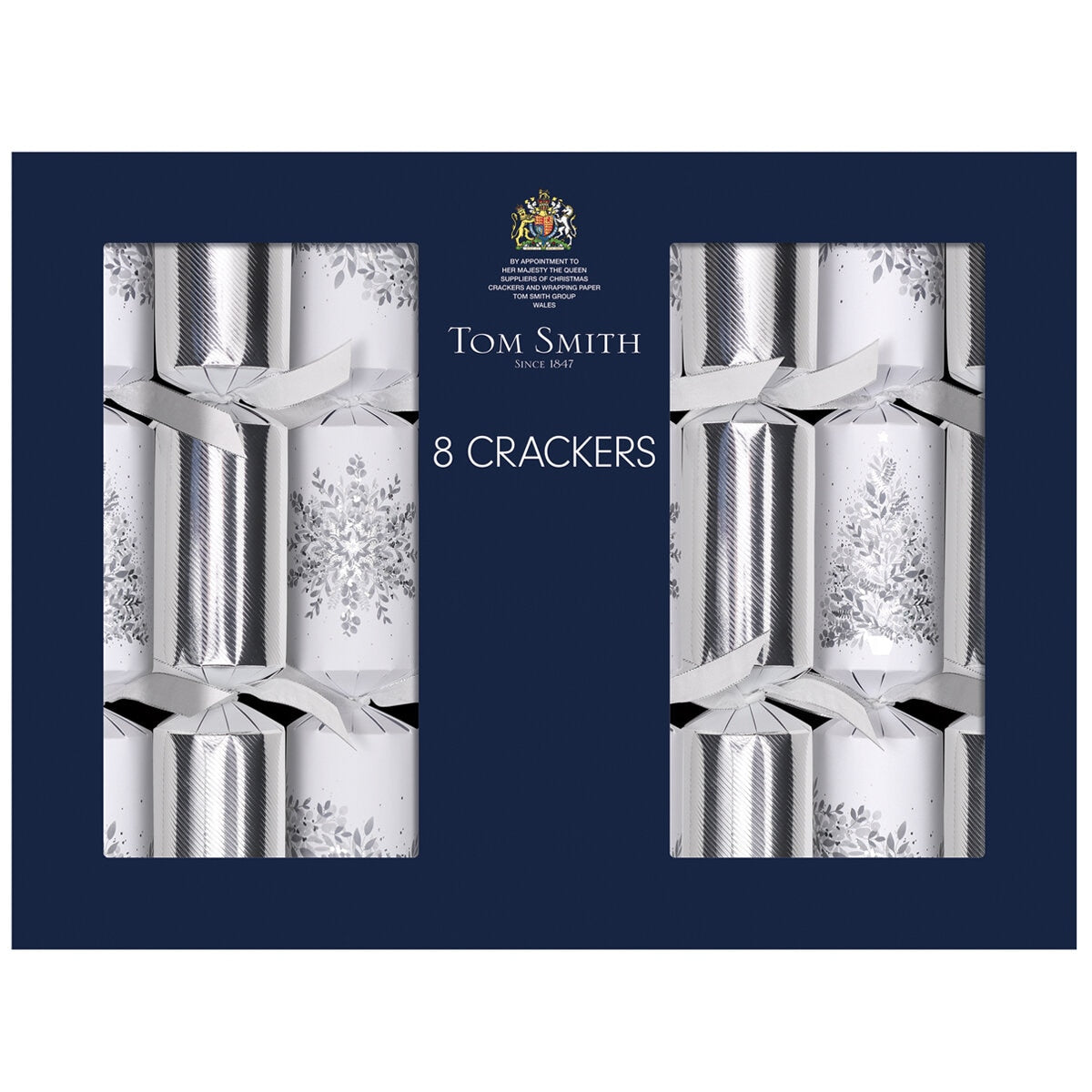 Tom Smith 8 Luxury Christmas Crackers Silver