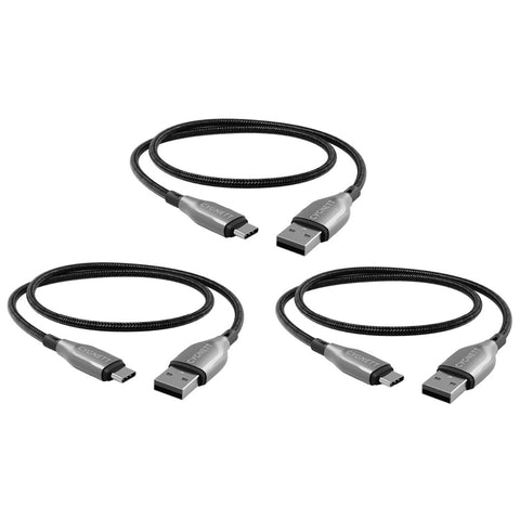 Cygnett Armoured USB-C to USB-A 2.0 Cable 1M Triple Pack Black, 60W Fast Charging, 480Mbps - Auzzistore