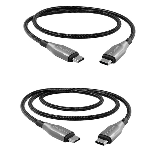 Cygnett Armoured USB-C to USB-C Cable 1M + 2M Twin Pack, 100W Fast Charging, 480Mbps - Auzzistore