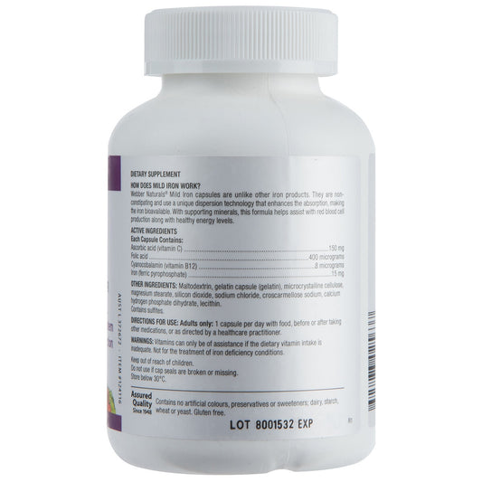 Webber Naturals Mild Iron 15mg 50 Capsules – view 2