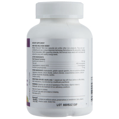 Webber Naturals Mild Iron 15mg 50 Capsules