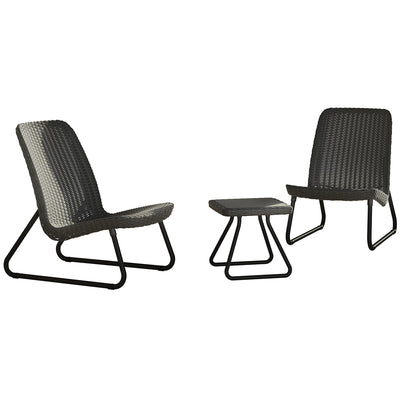 Keter Rio 3 Piece Patio Set Black Polypropylene Stylish