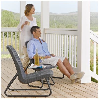 Keter Rio 3 Piece Patio Set Black Polypropylene Stylish