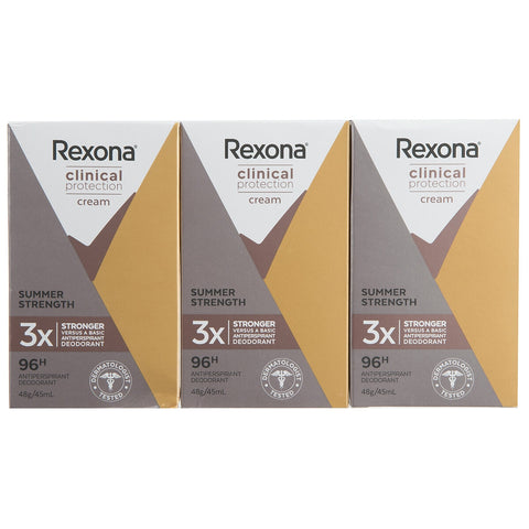 Rexona Women Clinical Protection Antiperspirant Cream Summer Strength 3x 45ml - Auzzistore