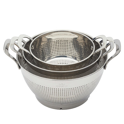 MIU Colander 3 Piece Set Stainless Steel Capacity 1.4L 2.8L 4.7L