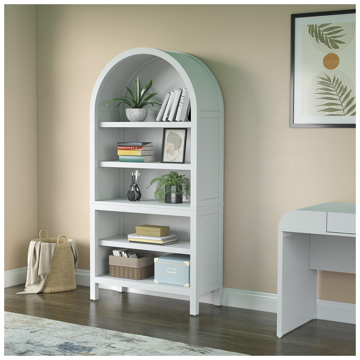 Tresanti White Bookcase – Modern 5-Shelf Storage Display Unit for Home or Office