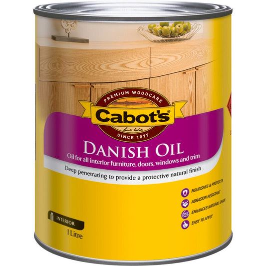 Cabot's Danish Oil 1L Clear Oil-Based Timber Finish Nourishes Wood - Auzzistore