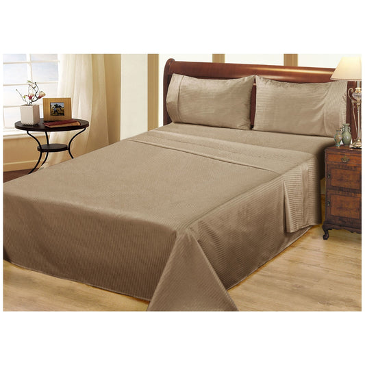 Ramesses 1000 Thread Count Pima Cotton Narrow Stripe Queen Sheet Set Mocha - Auzzistore
