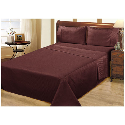 Ramesses 1000 Thread Count Pima Cotton Narrow Stripe King Sheet Set Burgundy - Auzzistore