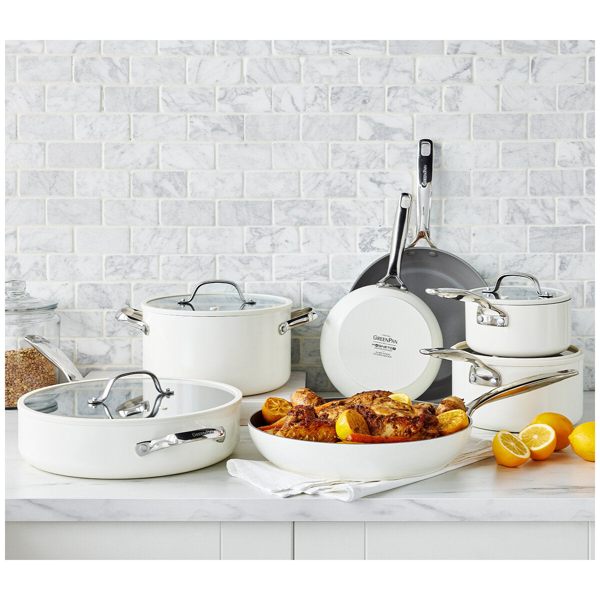 Greenpan Eras Ceramic Non Stick Cookware 11 Piece White