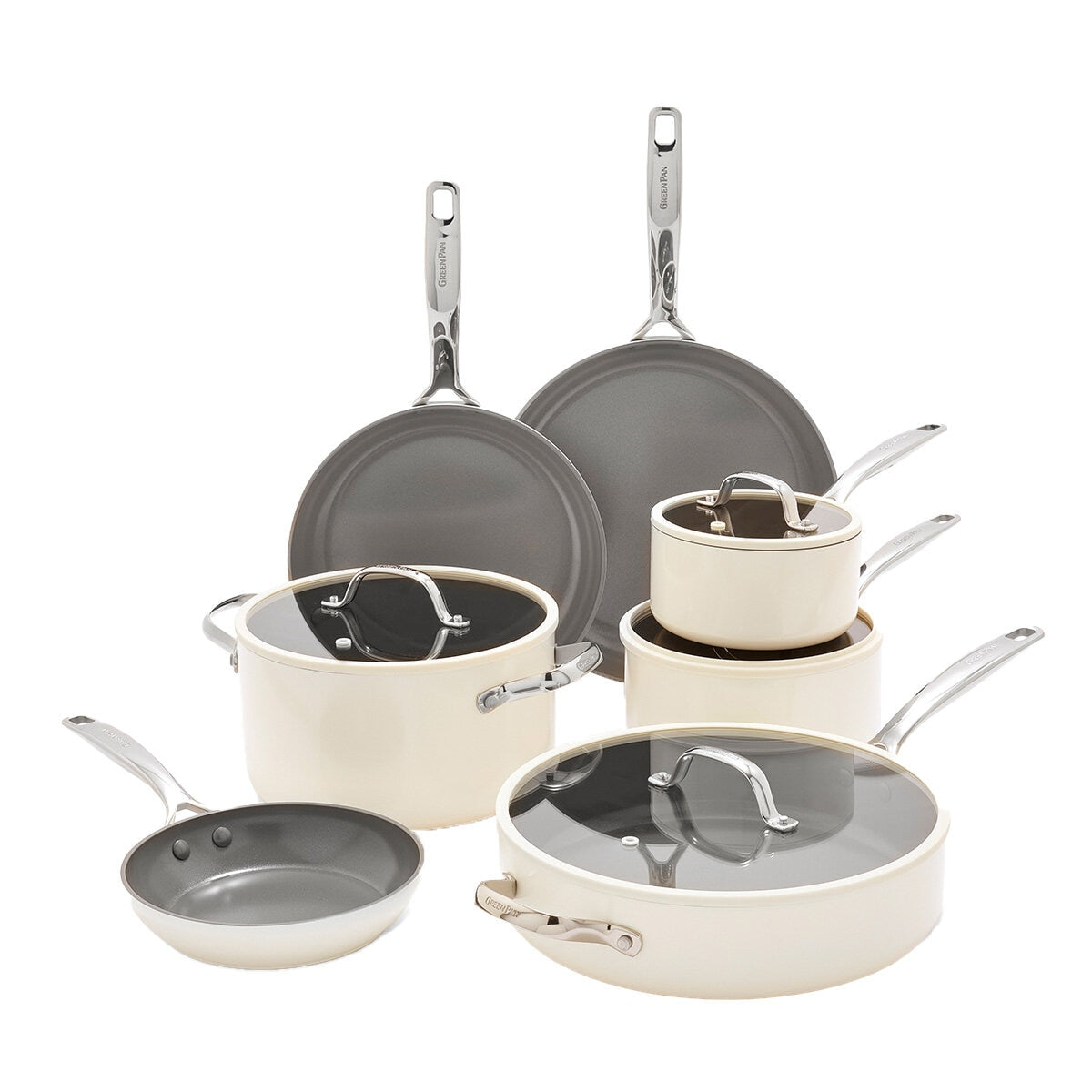 Greenpan Eras Ceramic Non Stick Cookware 11 Piece White