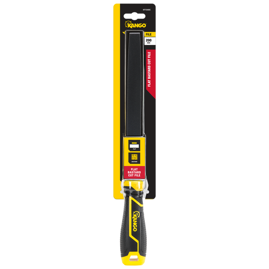 Kango 200mm Flat Bastard Cut File - Tempered Carbon Steel - Black - Durable - Auzzistore