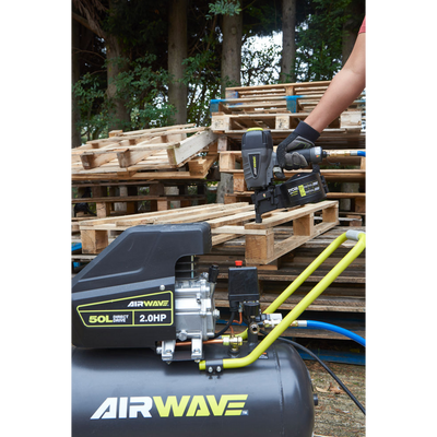 Ryobi Airwave Air Compressor 50L 2.0HP Metal Plastic Easy Move