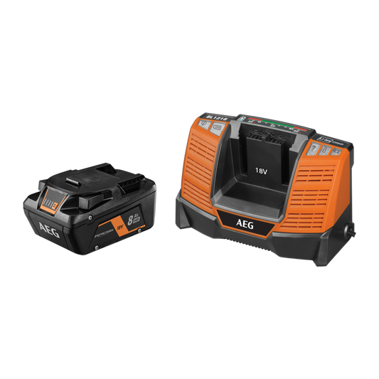 AEG 18V 8.0Ah FORCE HD Starter Kit - 18V Battery & 4A Fast Charger - Enhanced Power & Runtime