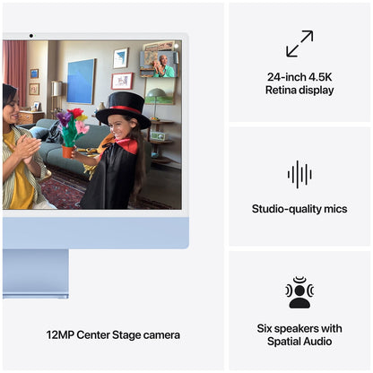 iMac 24 Inch With Retina 4.5 Display M4 Chip 8 Core GPU 16GB 256GB SSD Blue