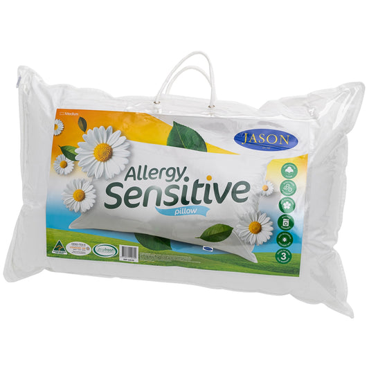 Jason Allergy Sensitive Pillow Medium - Anti-Microbial, Anti-Dust Mite, Cotton Cover - Auzzistore