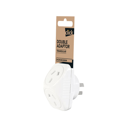 Click White Triangular Double Adaptor